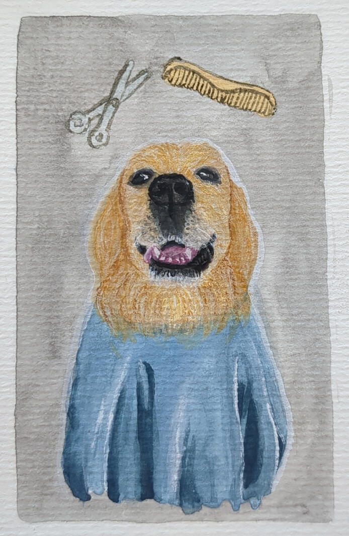 Morty, Aquarelle + gouache + crayon de couleur, 10,5 x 14,8 cm (A6)